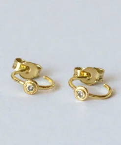 5 Octobre Bali Diamond Stud Gold Mini Hoops