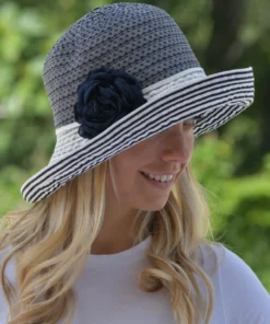 Hats And Dreams Stripe And Flower Floppy Sun Hat