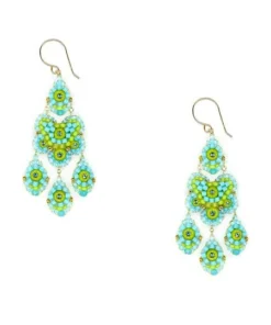 Miguel Ases Turquoise Lotus Chandelier Earrings Jewelry