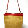 Laura DiMaggio Structured Raffia Bucket With Leather Trim