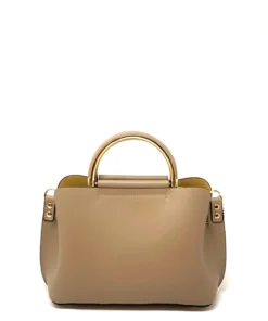 Laura DiMaggio Bags Structured Leather Hand Tote With Gold Trim Handles