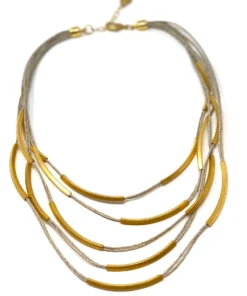 Made In Greece Cascading Brass Wave Necklace
