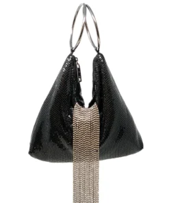 Whiting And Davis Black Triangle Mesh Cascade Bracelet Clutch