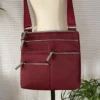 Highway Buzz Bags NICO- Small Nylon Multi-Pocket Bag | WINE And SAGE | Adjustable Cross-Body Strap