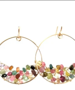 Made In NYC Dangling Woven Tourmaline Hoops Jewelry
