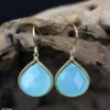 Made In NYC Simple Teardrop Earring Blue Chalcedony