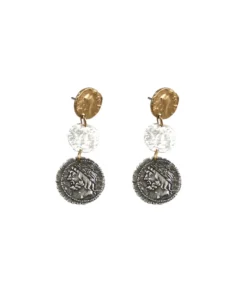 Tat2 Designs Multi Finish 3 Coin Drop Earrings Jewelry