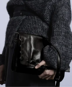 Bags Rehard Coin Stud Flapover Clutch Crossbody Black