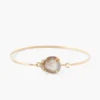 Chan Luu Gold Prong Bracelet With Framed Stone