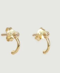 5 Octobre Jewelry Terry Diamond Stud Gold Mini Hoops