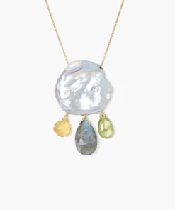 Chan Luu Grey Pearl And Floating Garnet Mix Necklace Jewelry