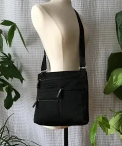 Highway Buzz Bags NICO - Small Nylon Multi-Pocket Bag | BLACK | Adjustable Cross-Body Strap