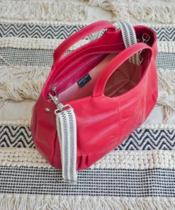 Brontibay Paris Bags Bridget Sassy Leather Handle Crossbody Lipstick Red