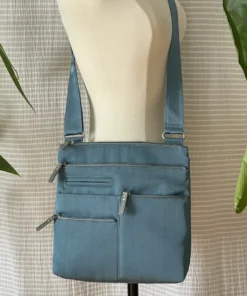 Highway Buzz Bags NICO- Small Nylon Multi-Pocket Bag | Blue Jay X Sage | Adjustable Cross-Body Strap