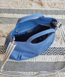 Brontibay Paris Bridget Sassy Leather Handle Crossbody Cornflower Blue Bags