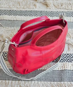 Brontibay Paris Bags Bridget Sassy Leather Handle Crossbody Lipstick Red