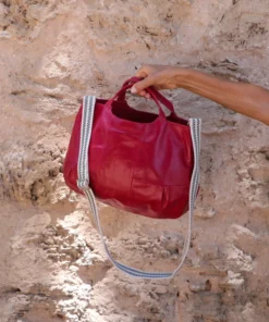 Brontibay Paris Bags Bridget Sassy Leather Handle Crossbody Lipstick Red