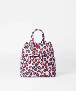 MZ WALLACE Small Metro Convertible Backpack Heart Leopard Bags